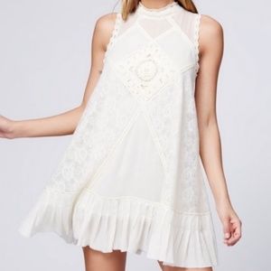 Free People Cream Angel Lace Dress High Neck Size XS